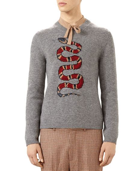 gucci wool jacquard snake sweater|gucci lamb print sweater.